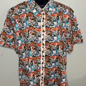 ROBERT GRAHAM Men's Wave Runner-Short Sleeve Button Down Shirt Large